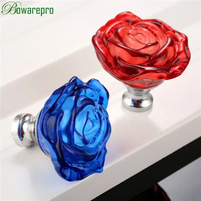 Furniture Hardware Pulls - Bowarepro-manija de cristal rosa de 50MM,
